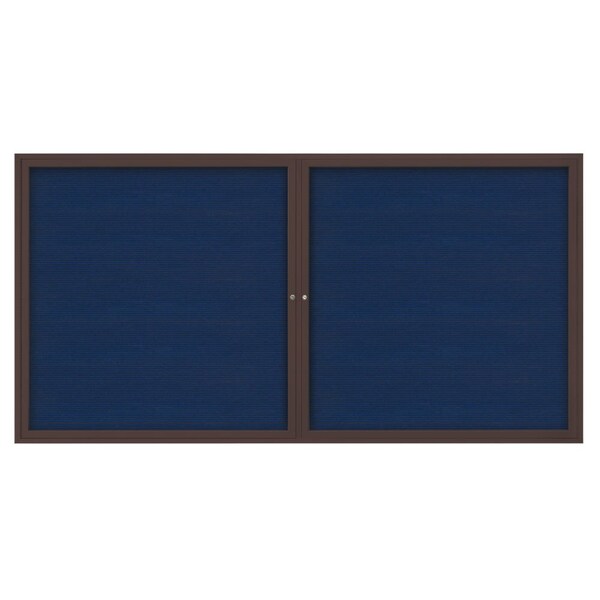 72"x36" 3-Door Enclosed Outdoor Letterboard, Blue Felt/Bronze
